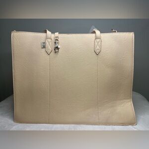 BEIS Cream Leather Tote